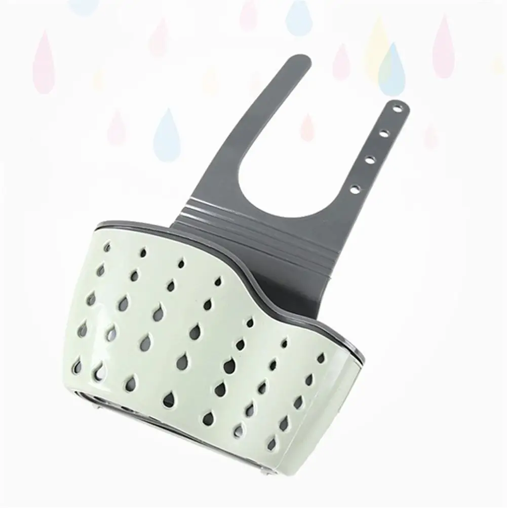 Sink Draining Hanging Basket Kitchen &amp Dining Adjustable Rubber Hollow-out Dish-washing Sponge Sucker Tank Rack Storage Bag | Дом и сад