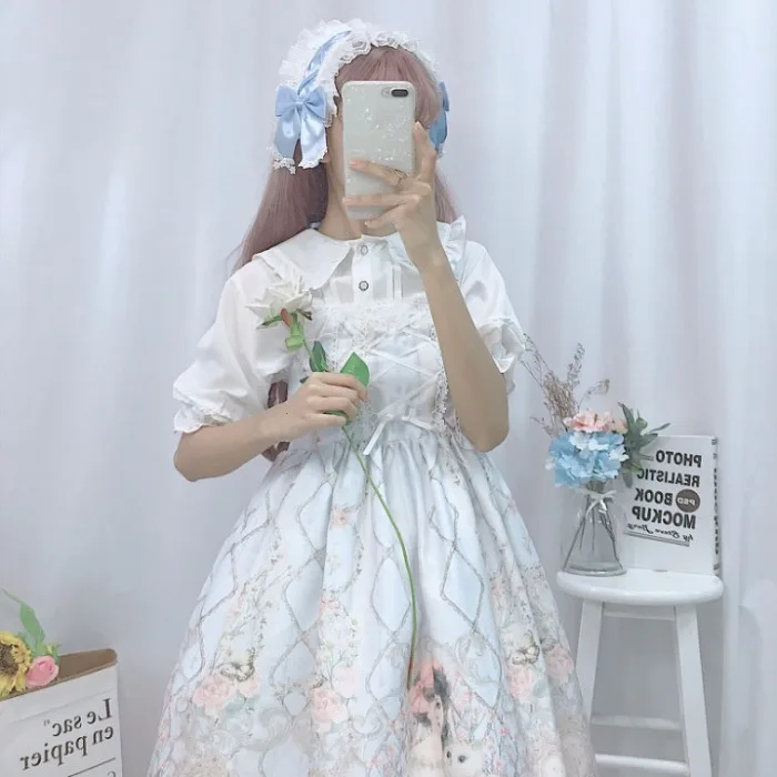 Lolita dress Japanese JSK Kawaii fairy strap women summer soft sweet girl wind cute rose | Тематическая одежда и униформа