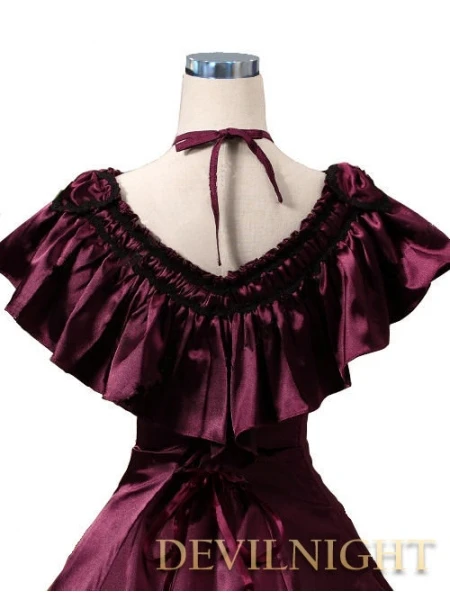 Красное вино викторианское Edwardian Belle Event платье платье|dress up|victorian dresswine red |