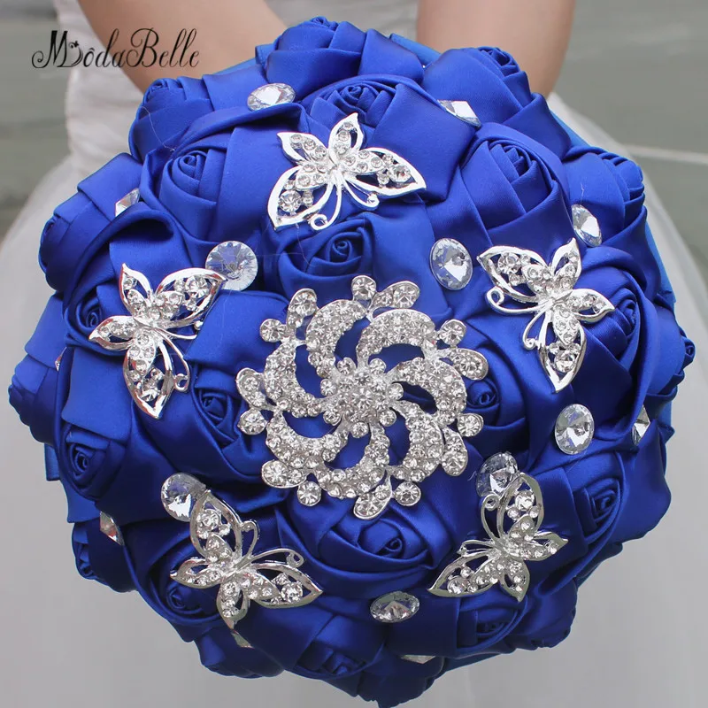 

Modabelle Королевский синий Свадебные букеты с кристаллами шелковые розы искусственный букет невесты Свадебные невесты букеты 2017