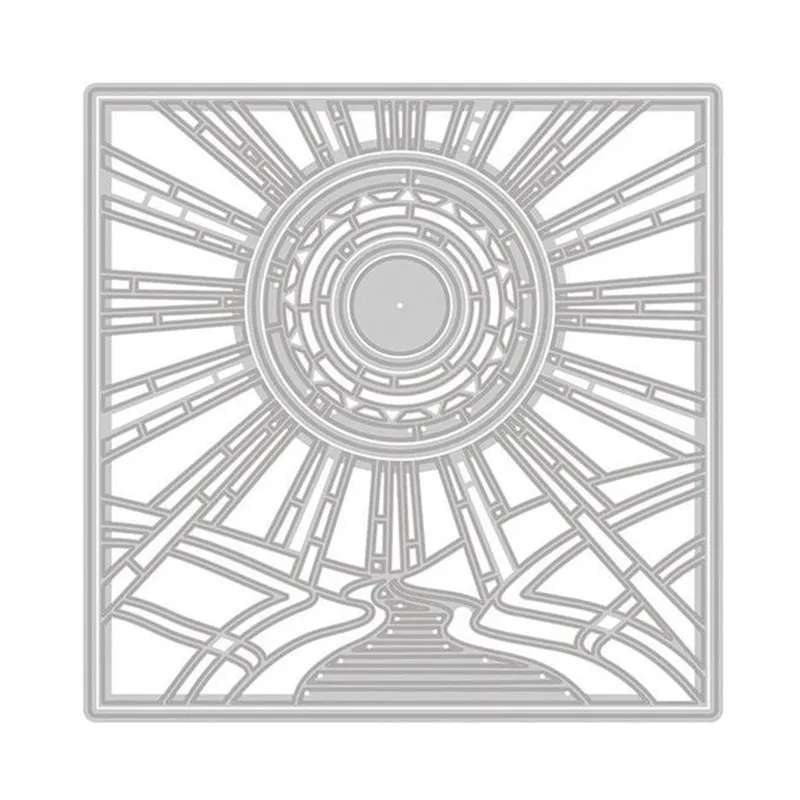 Naifumodo 140*140mm Sunshine Background Dies Scrapbooking Sun Frame for Card Making Craft Metal Cutting Embossing New 2019 | Дом и сад