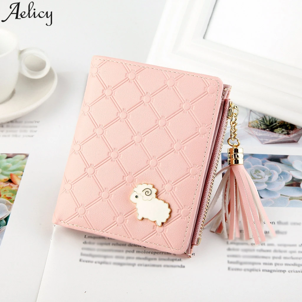 Aelicy женский короткий кошелек с милым рисунком овечки бумажник для рук