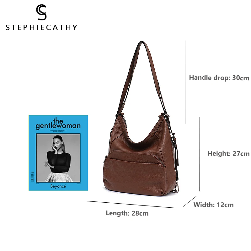 SC женские сумки из натуральной кожи коровьей большой емкости Хобо на ремне