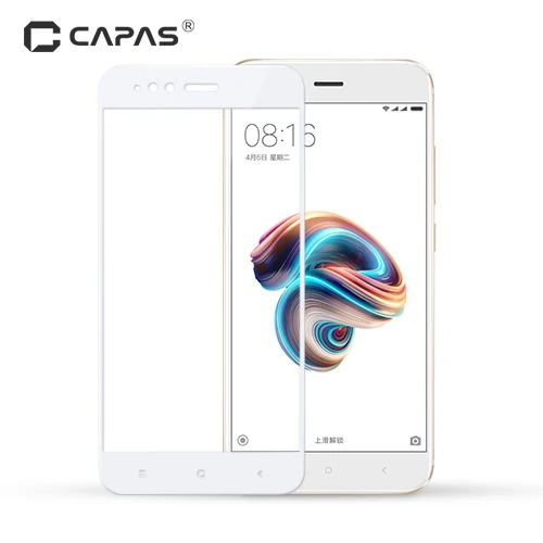 White CAPAS для Xiaomi mi A1 5X Закаленное стекло протектор экрана для mi A1 mi 5X почти полное покрытие защитная пленка взрыв царапин - Цвет: White