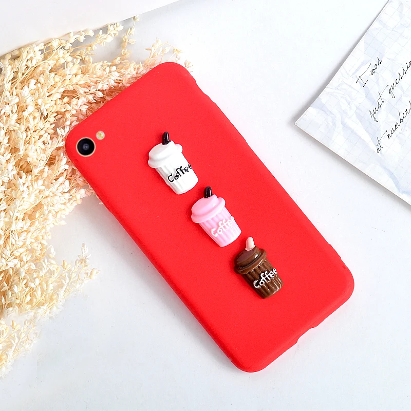 Cute Candy Silicone Case For Vivo Y81 Soft Cover Phone Bags Y 81 VivoY81 Back Covers 3D Coffee 6.22&quot |