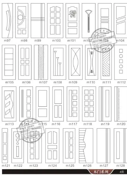 192 шт. дизайн украшения двери чертеж векторная схема DXF EPS CDR формат для ЧПУ резки гравировки