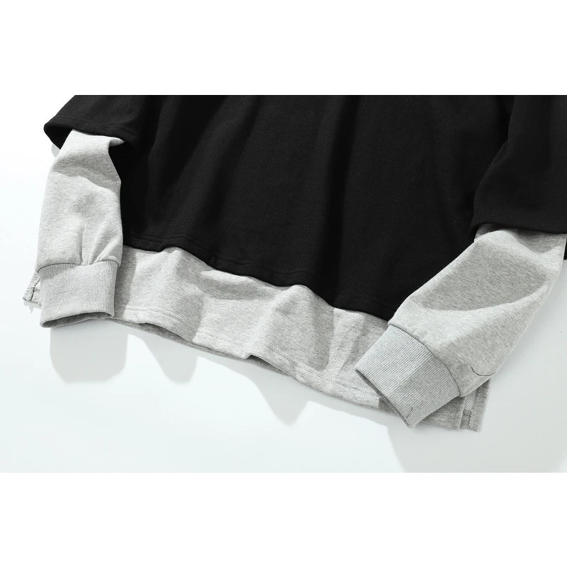 Мужские толстовки в стиле пэчворк Поддельные 2 изображения с капюшоном большие