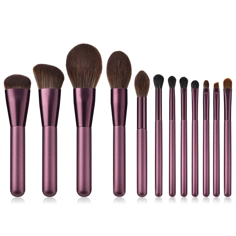12pcs 02 SinSo 12 шт. набор кистей для макияжа основа для теней для век кисть для пудры профессиональные Мягкие Кисти для волос для макияжа набор косметических инструментов - Handle Color: 12pcs 02