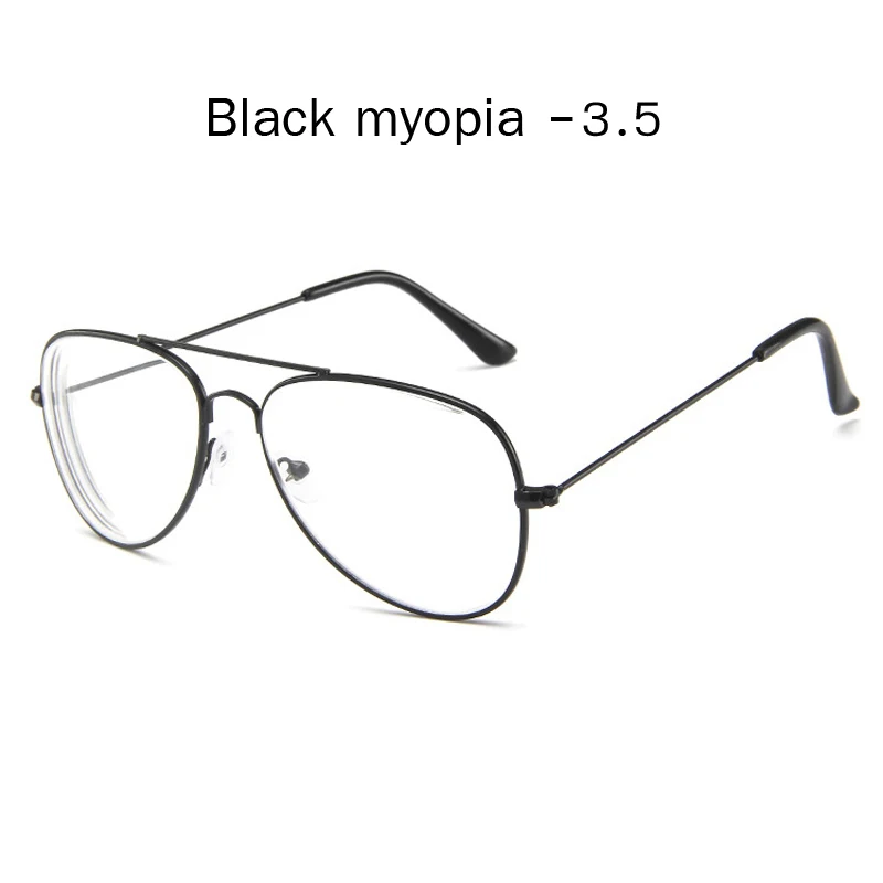 black myopia 3.5 Zilead, металлические очки для близорукости, для женщин и мужчин, очки для пилота, близорукие, для вождения, близорукие-4,0, унисекс - Цвет оправы: black myopia 3.5