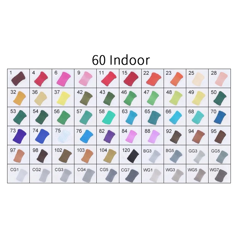 60INDOOR TOUCHFIVE 12/24/30/40/60/80 Цвета маркер для рисования ручка на спиртовой основе дешевые маркер для манги рисунок маркеры товары для рукоделия - Цвет: 60INDOOR