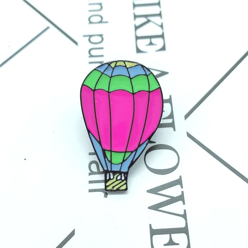 New pink hot air balloon brooch multicolored badge needle children fun denim clothing backpack pendant jewelry gift | Украшения и