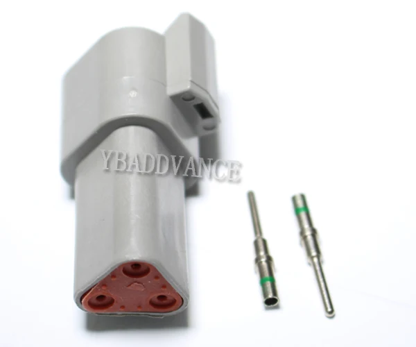 Серые штекерные 3-контактные разъемы в сборе с твердыми круглыми штырьками и