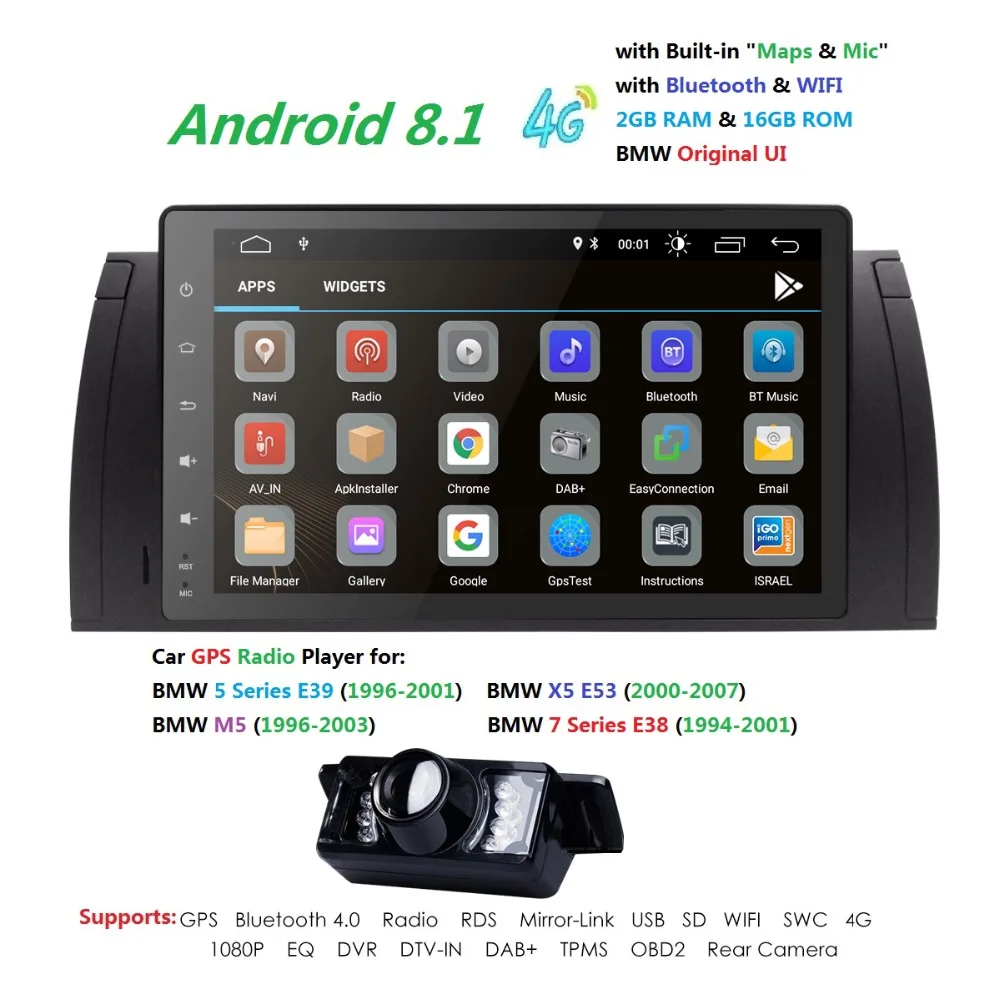 9 &quot1 DIN Авторадио автомобиля без DVD мультимедиа для BMW E39 bmw x5 e53 M5 Android 8 1 Gps