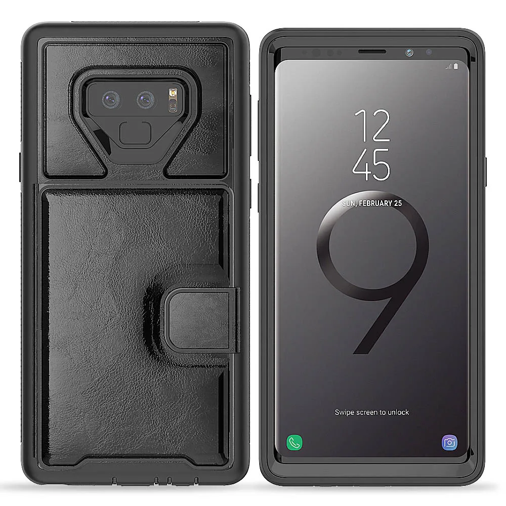 Для samsung Note 9 кошелек флип-чехол с подставкой кожаный защитный чехол для карты военные Класс Чехол защитный для samsung Galaxy Note 9 S9 - Цвет: Black