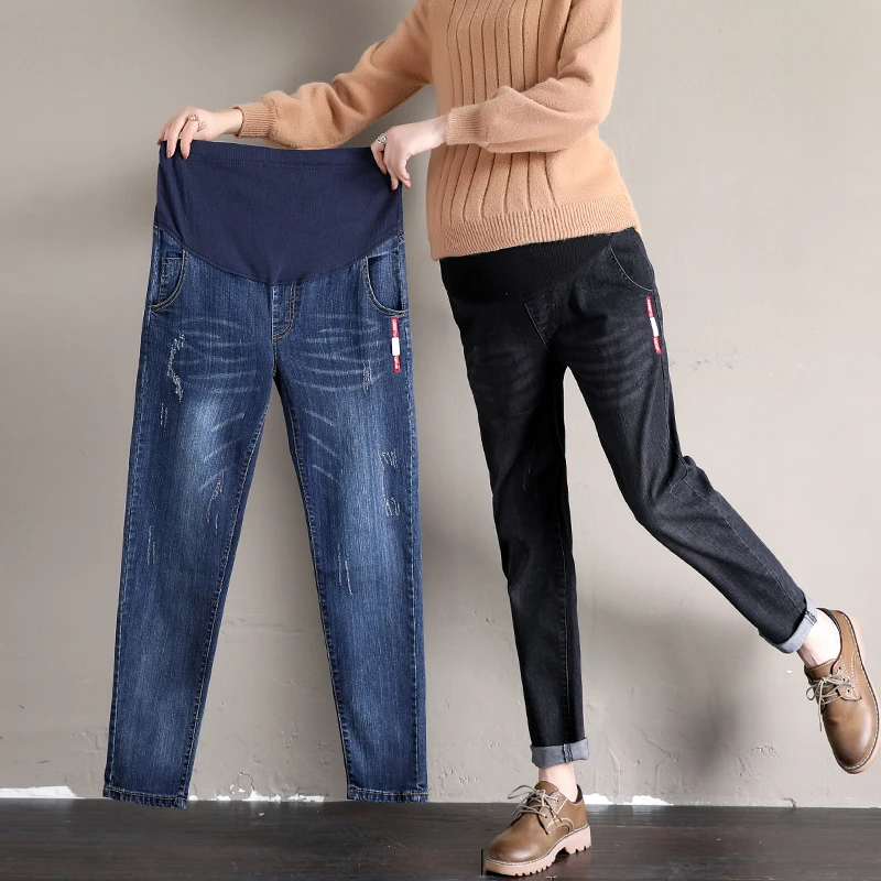 Clothes For Pregnant Women Maternity Jeans Stretch Denim Nursing Trousers Elastic Waist Adjustable Pregnancy Pants 2 Color | Мать и