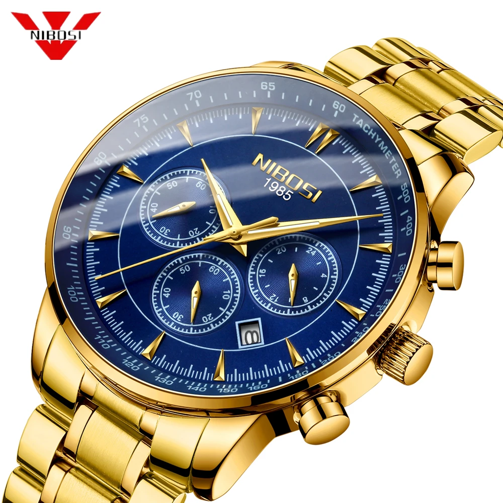 Часы наручные NIBOSI Мужские кварцевые модные брендовые Роскошные спортивные с