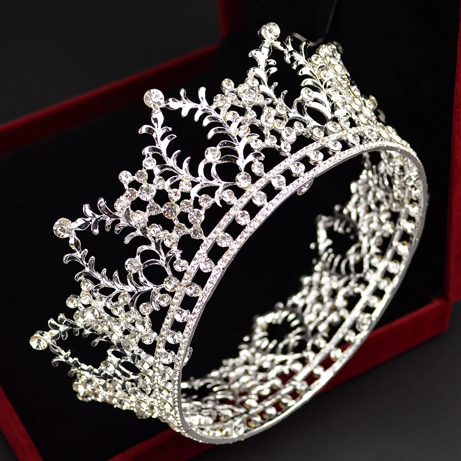 2019 New Gold And Silver Color Luxury Rhinestone Princess Round Crown Hair Band Baroque Fashion Bride Wedding Head Jewelry | Украшения и