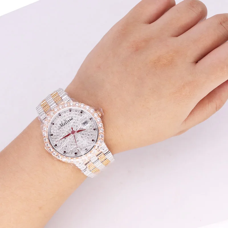 Распродажа! Женские и мужские часы Melissa Auto Date хрустальные стразы со скидкой