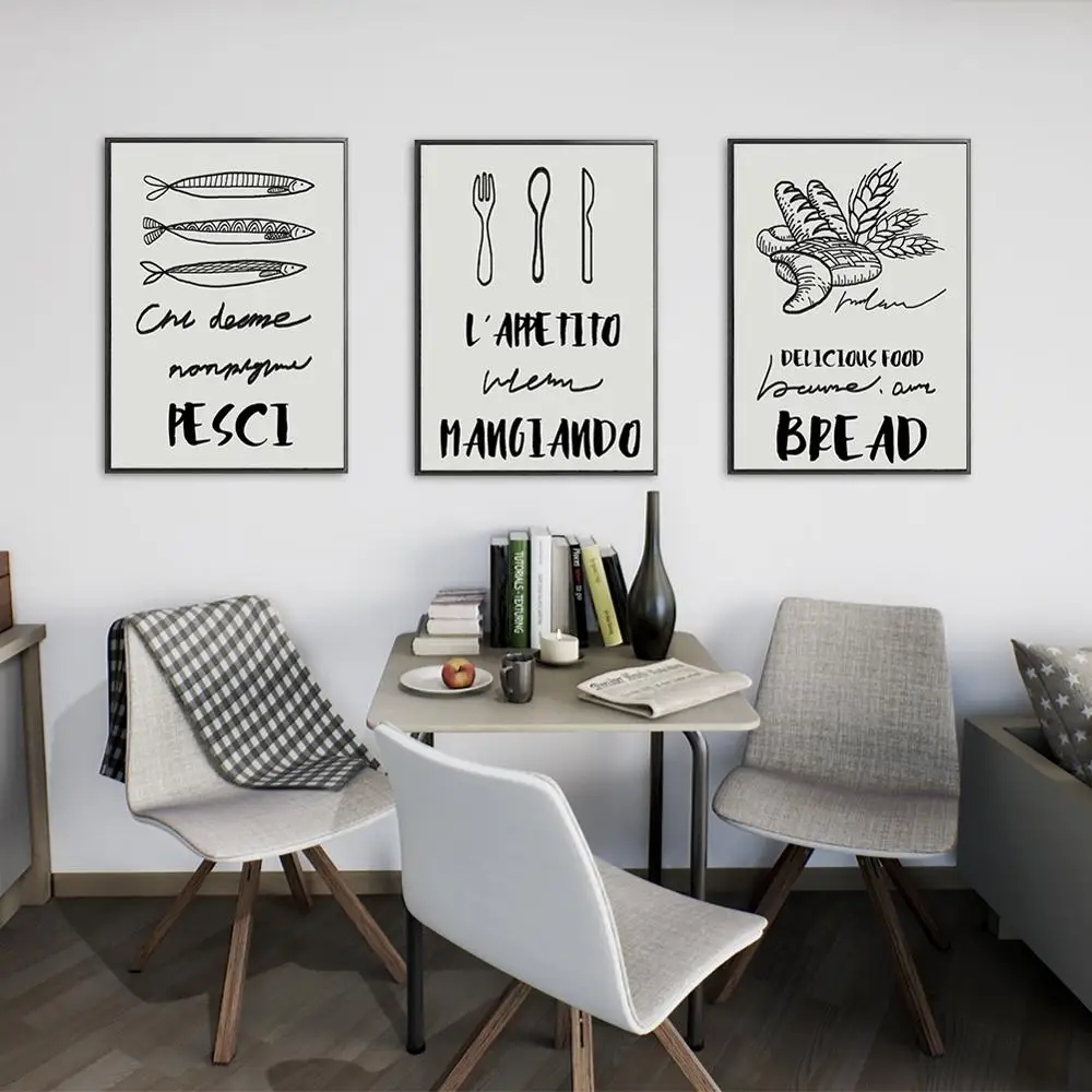 3 шт./компл. постеры и принты для еды кухонные принадлежности художественная роспись столовой модульное