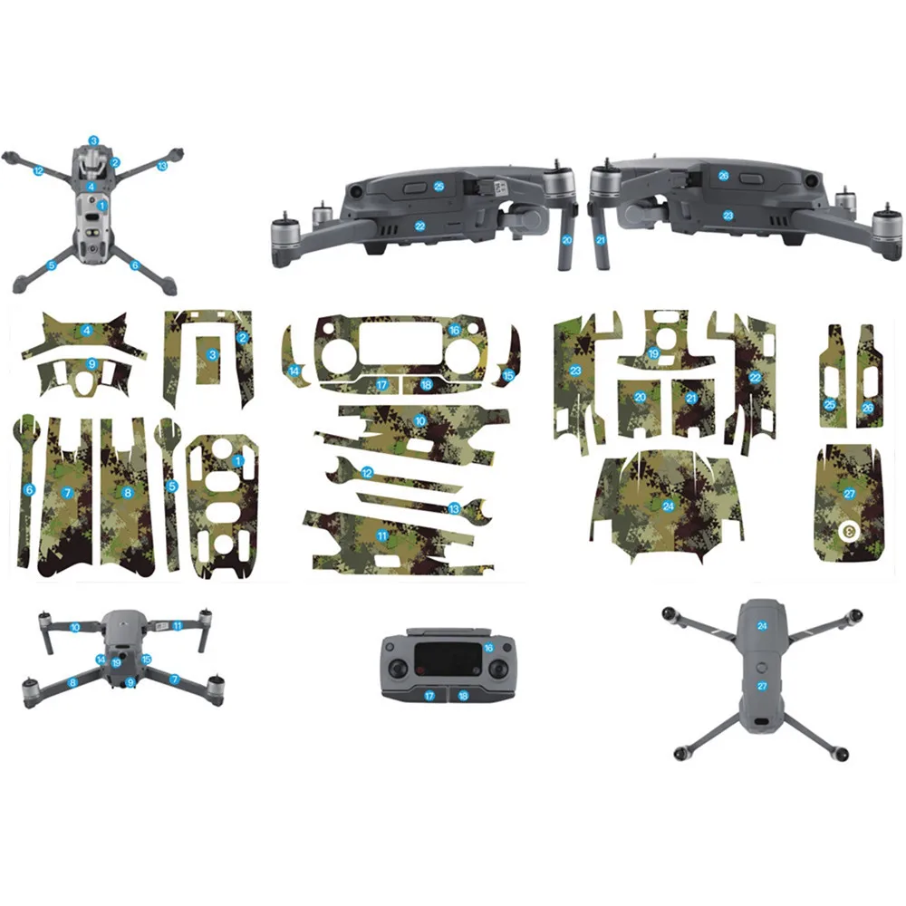Камуфляжная наклейка для DJI Mavic 2 Pro& Zoom Drone Body Arm батарея и пульт дистанционного управления полный набор защитный чехол для кожи
