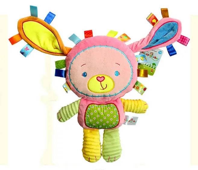 Rabbit 35cm New 35 см Плюшевые игрушки-погремушки, животные, рука со звуком колокольчиков, плюшевые детские игрушки, подарок для новорожденного, животные, слон, обезьяна, Лев, кролик, кукла B0954 - Цвет: Rabbit 35cm New