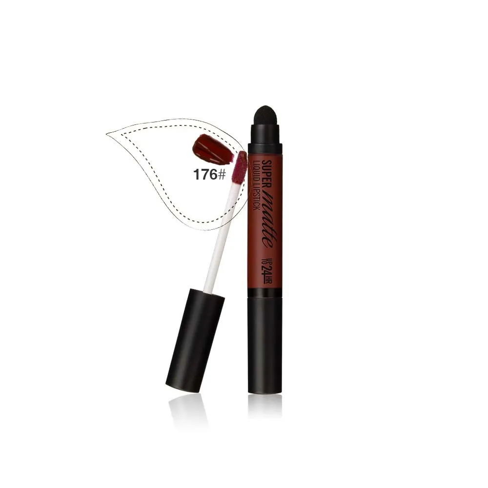 176 MENOW Brand Perfect Beauty Longlasting Matte Lip Gloss With Sponge Tip Lip Stick effect Lip Gloss L506 - Цвет: 176