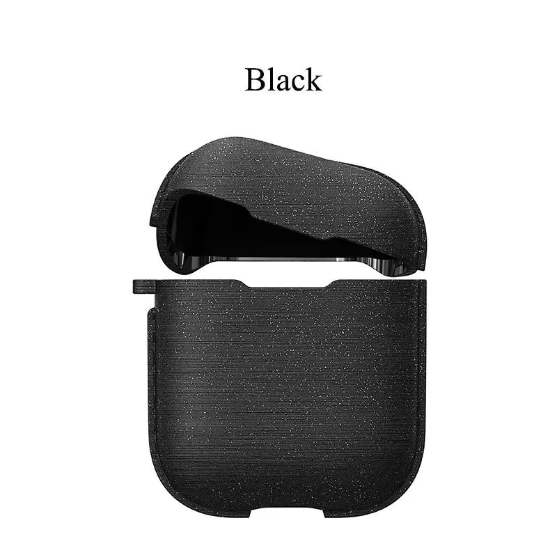 Black For Airpods Роскошный Блестящий Матовый кожаный защитный чехол для наушников для Airpods 2 металлическое кольцо Держатель гибкий чехол для зарядки наушников для Airpods - Цвет: Black For Airpods