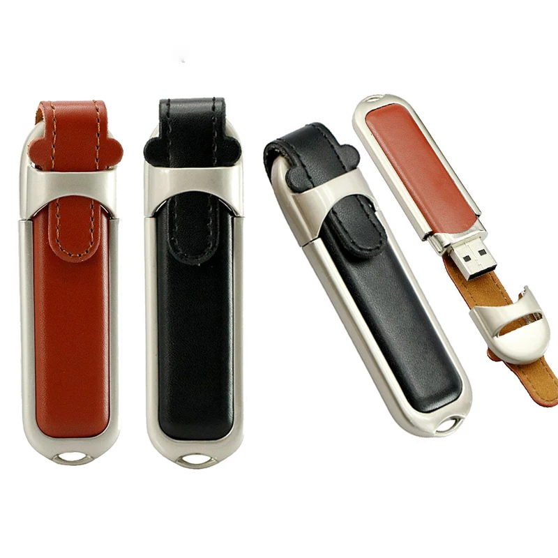 Key Ring Business Pu Leather USB 2.0 Flash Memory Stick Card Pen Drive 8GB 32GB External Storage 64GB Keychain Usb Cle | Компьютеры и