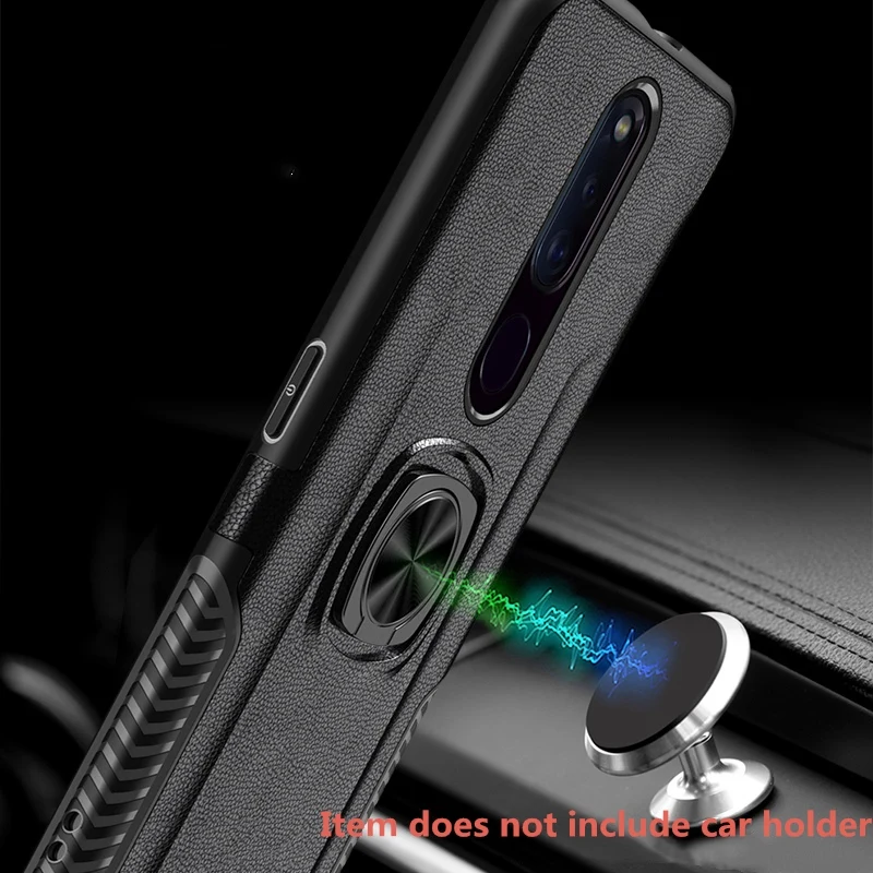 Для OPPO F11 Pro Чехол с текстурой кожи металлическое кольцо силиконовый