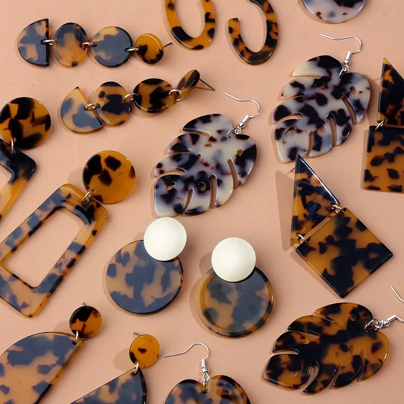 Женские леопардовые серьги JJFOUCS круглые квадратные сережки-подвески из аксусной