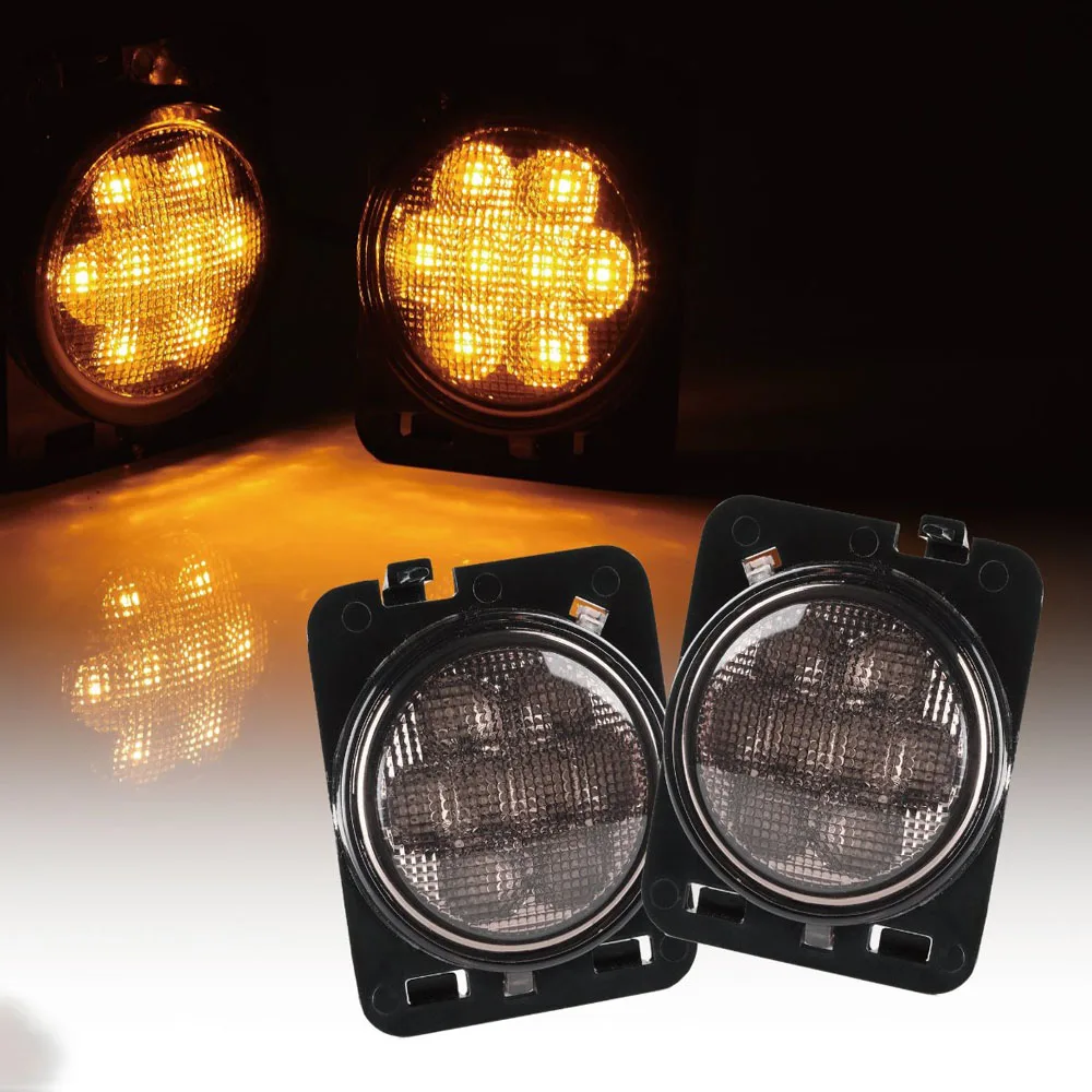 Одна пара Янтарный светодиодный фонарь для переднего крыла боковой габаритный