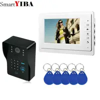 Видеодомофон SmartYIBA с белой кнопкой 7 дюймов, система связи с домофоном и водонепроницаемой клавиатурой с кодом RFID, разблокировка дверного зв...