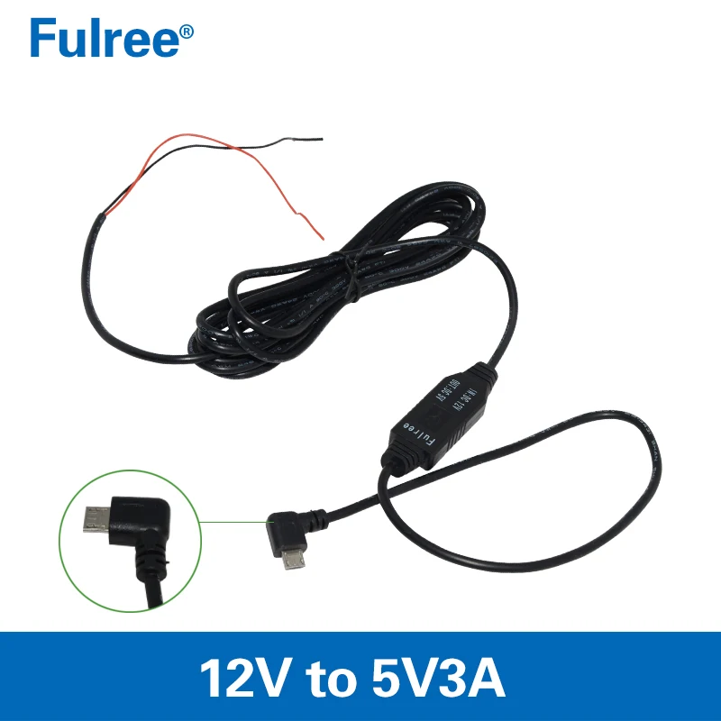 1 м 3 м Мини/микро USB DC 12 В до 5 В конвертер автомобильное зарядное устройство кабель жесткий провод шнур Комплект для Dash Cam DVR вождения рекордер камеры - Цвет: 3M-Micro Left Angle