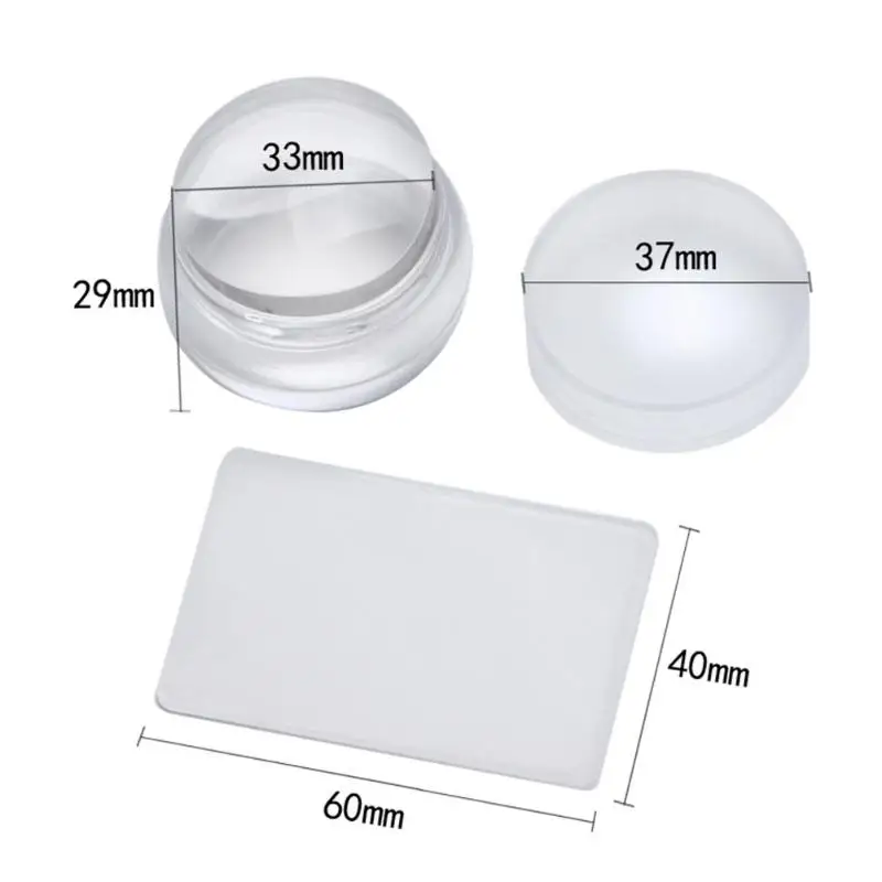 Nail Art Stamper Scraper with Cap Silicone 3.8cm Nail Stamp Stamping Tools