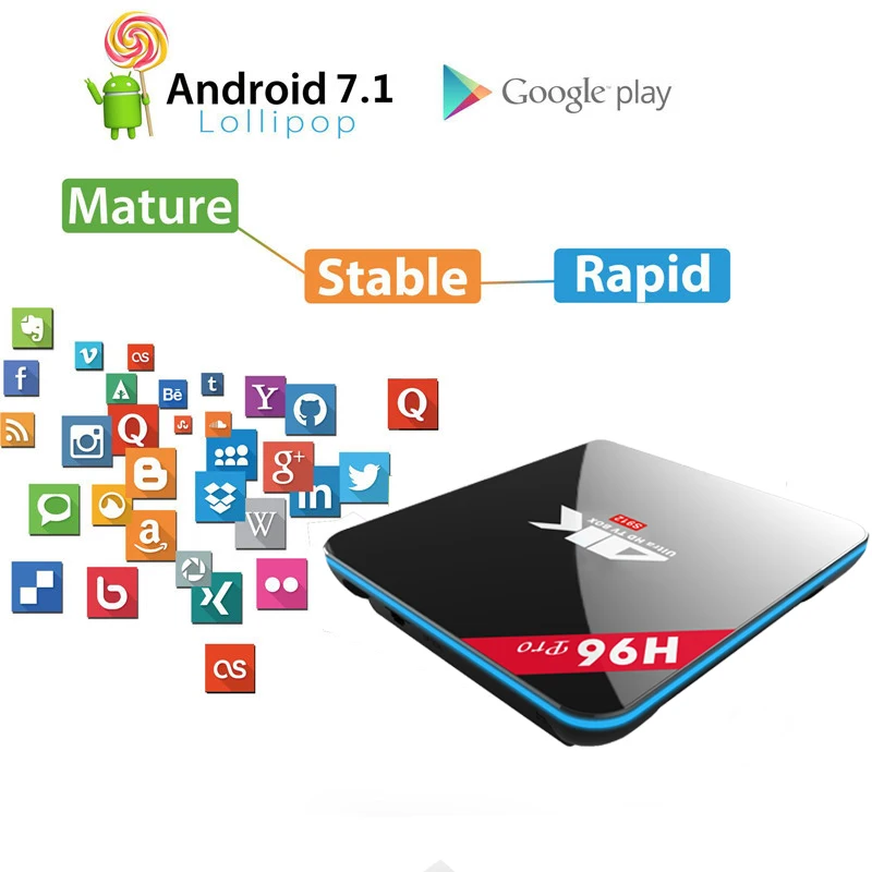 h96 Android 7.1 Smart TV Box S912 Octa core 3 gb DDR4 di Ram 64 Rom BT 4.1 5g Dual WIFI 1000 m Lan 3D 4 k IPTV set top | Электроника
