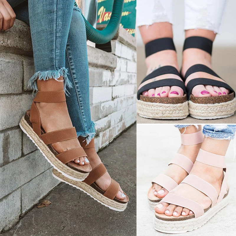 Женские сандалии гладиаторы на толстой танкетке каблуке Zapatos De Mujer ZXXS92