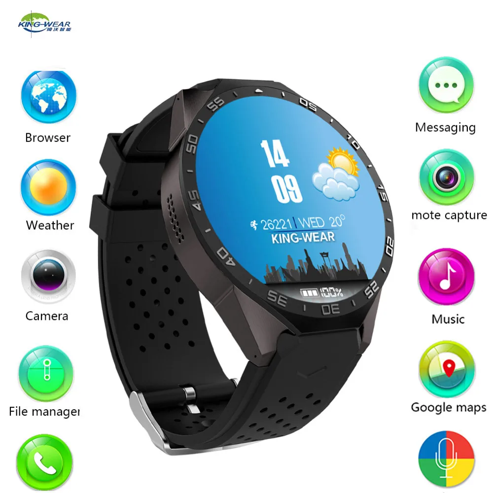 Оригинальный kingwear Kw88 ОС android 5 1 Смарт часы Электроника 39 дюймов SmartWatch phone support 3g Wi Fi