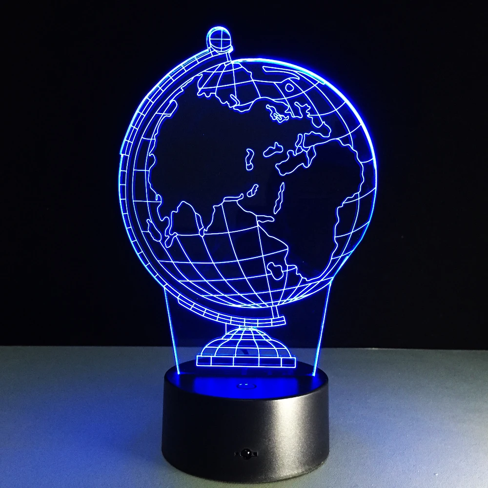 Новый 3D Иллюзия творческий декоративные ночника земной шар diy атмосфера