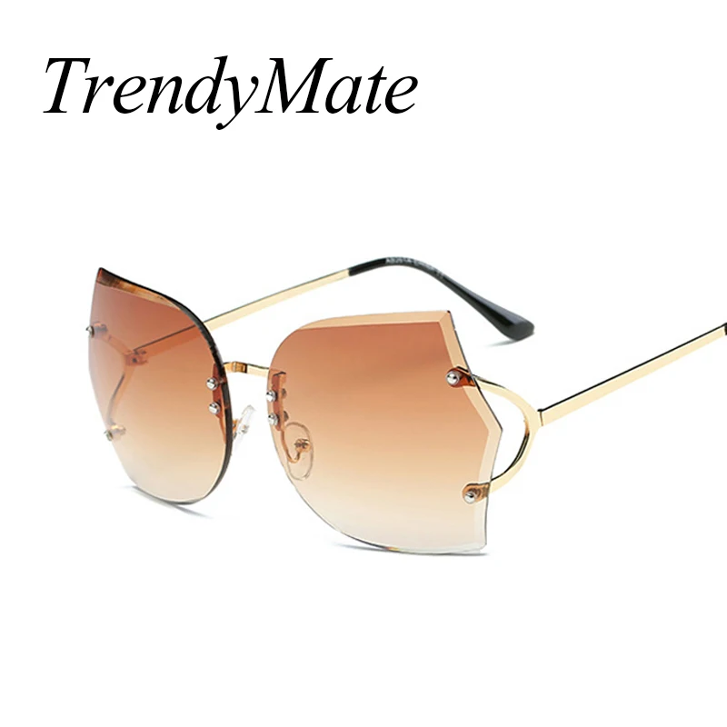 2017 ретро большие очки без оправы женские дизайнерские градиентные старинные в