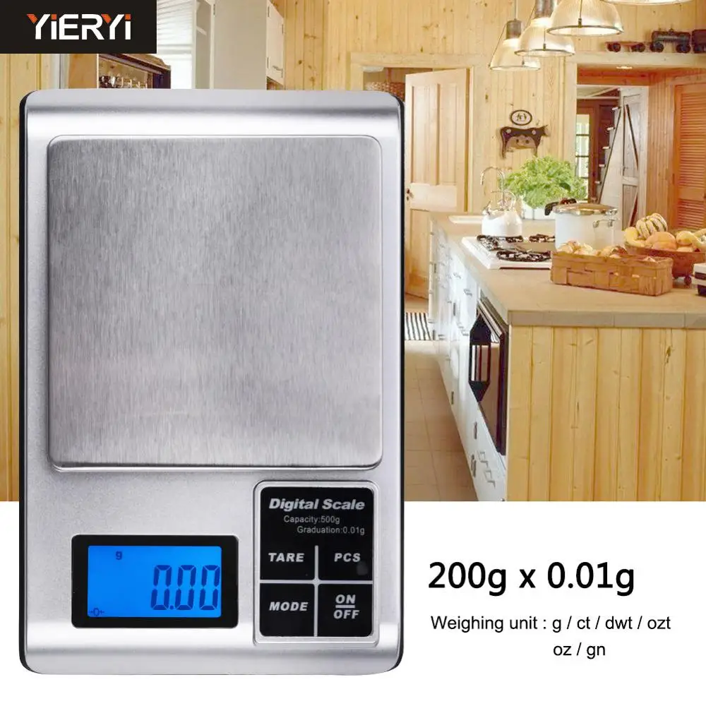 200G-0.01G Портативный ЖК-дисплей цифровой Кухня Еда весы высокой точности Электронные весы для драгоценных камней, выполненные из 200G/300G/500G-0,01 г, 1 кг/2 кг/3 кг-0,1 г - Цвет: 200G-0.01G