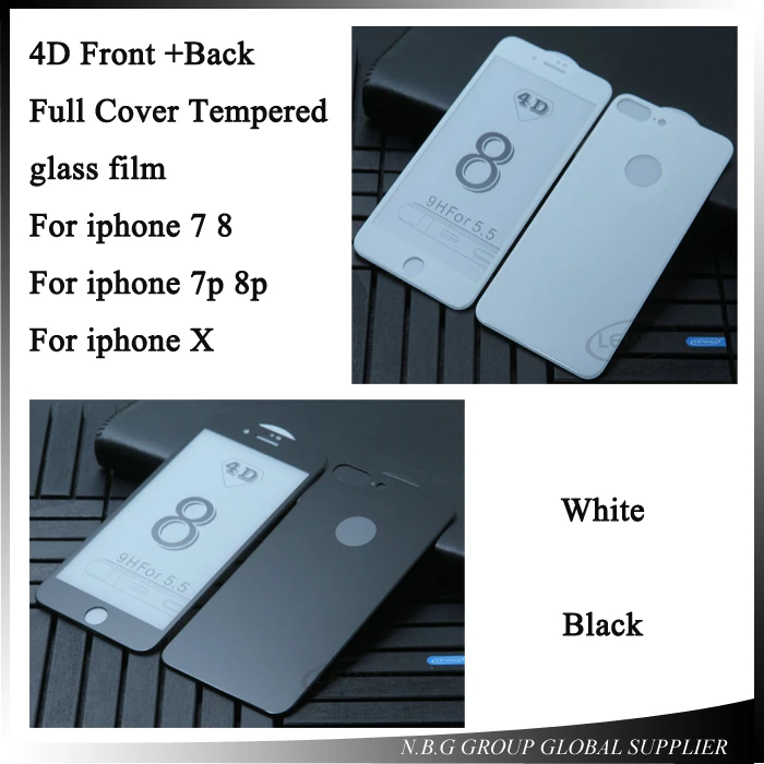 50 комплектов 3D закаленное стекло для iPhone X 7 Plus 8 передняя задняя пленка всего тела