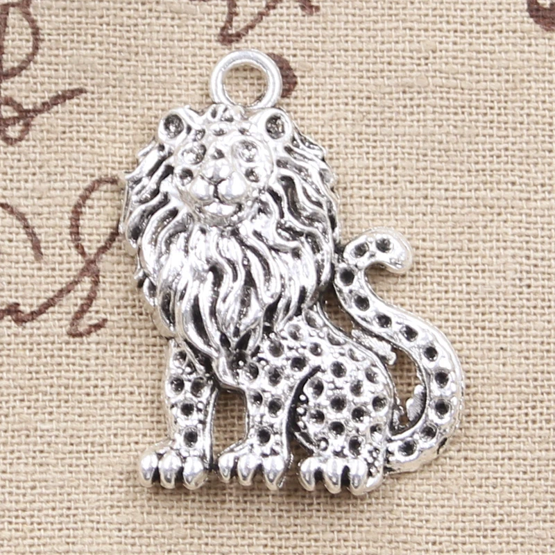 4 шт. Подвески Король джунглей Лев 37*27 мм Античная Посеребренная изготовления