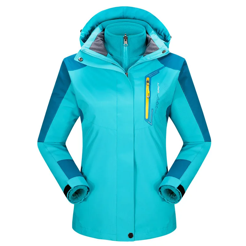 Moon Blue Mountainskin 3in1 для женщин зимние теплые флисовые куртки флисовая ветровка открытый туризм; Кемпинг Лыжный спорт пальто для рыбалки VB063 - Цвет: Moon Blue