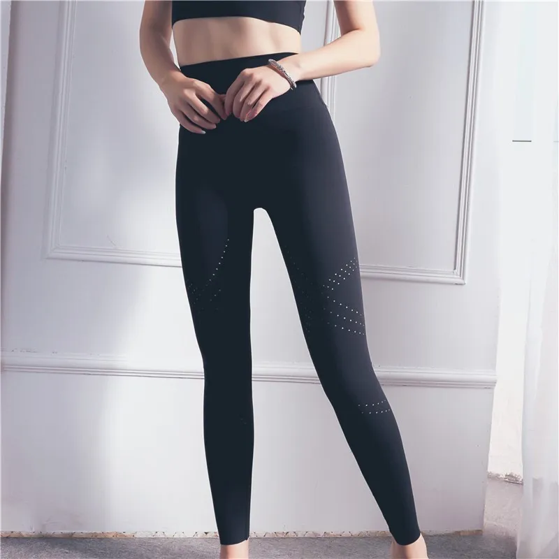 Женские спортивные Леггинсы с отверстиями удобные штаны для йоги девушек