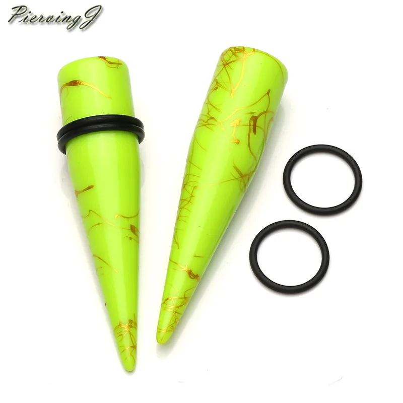 Piercingj 14 шт. Ультрафиолетовый акриловый Растяжка комплект с коническим отверстием производства 14G-3/4 набор датчиков уха с коническим отверстием производства с двойной Силиконовое уплотнительное нательное пирсинг-кольцо ювелирные изделия