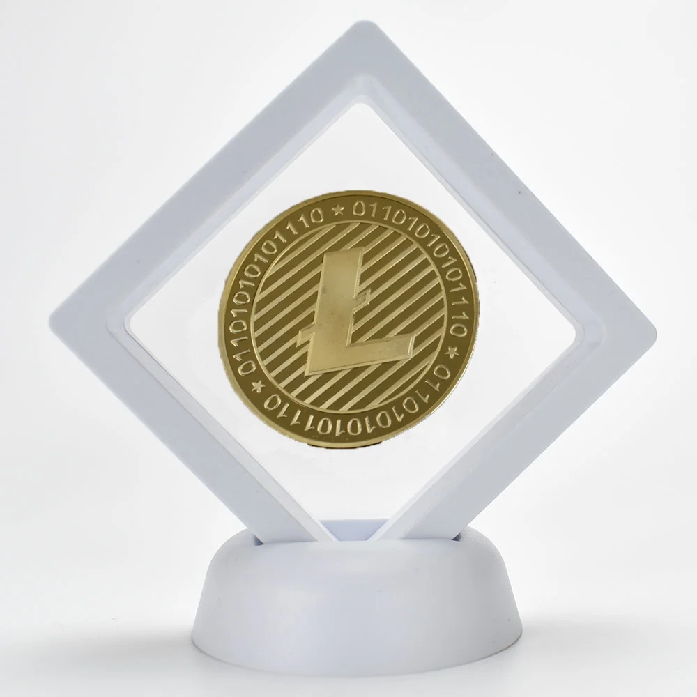 Позолоченный Биткоин Бит монета с пластиковый чехол пульсация Litecoin эфириум Металл физическая криптовалюта монета для сбора - Цвет: gold LTC white