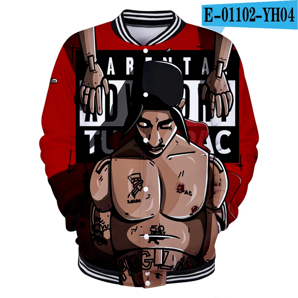 one 2Pac крутая мужская бейсбольная куртка Весенняя мода тонкий 3D принт с длинным рукавом Бомбер куртка Jaquetas мужские брендовые университетские куртки - Цвет: one