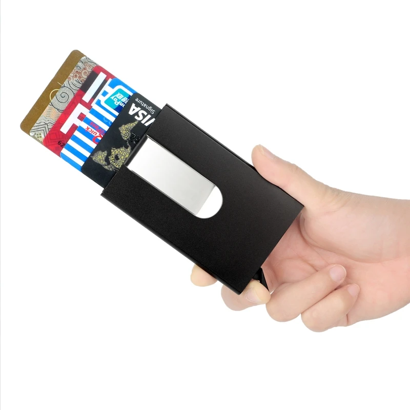 

Metal Business ID Travel Card Wallet Automatic Pop Up ID Credit Card Holder Men Women Business Card Case Stainless Steel Clip #A