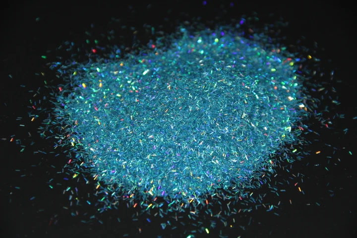 Голографические стойкие к растворителям синие блестки блестящие полоски