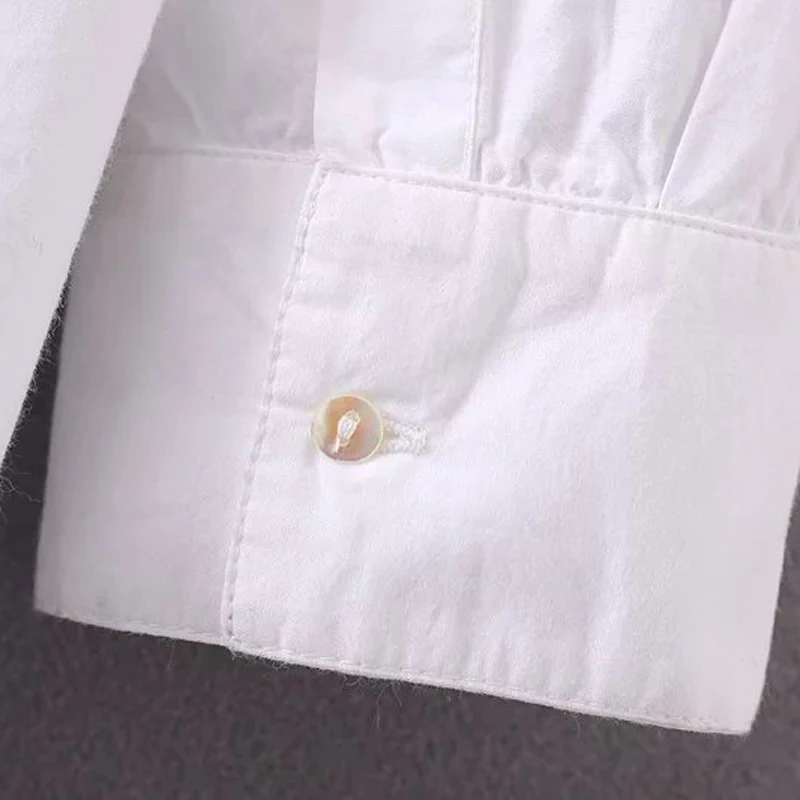 LERFEY Женская Цветочная блузка с вышивкой рубашка отложным воротником белые